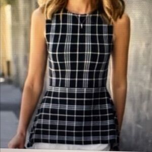 Theory Navy and White Plaid Tweed Sleeveless Top L